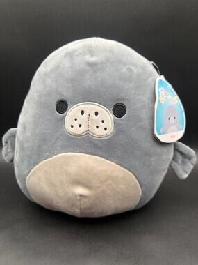 Squishmallows Matt Manatee 8 Inch Gray Plush Kellytoy Series 36 Bio Tag NWT